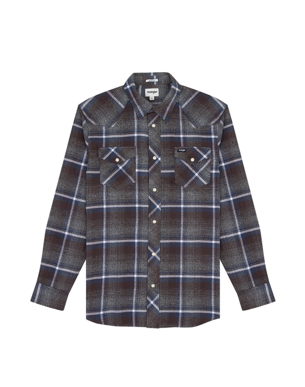 Cabano Wrangler Check Shirt Lah38 R Dark Grey