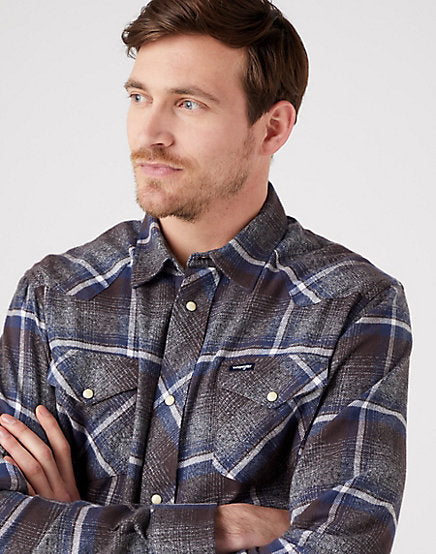 cabano Wrangler Check Shirt Lah38 R Dark Grey