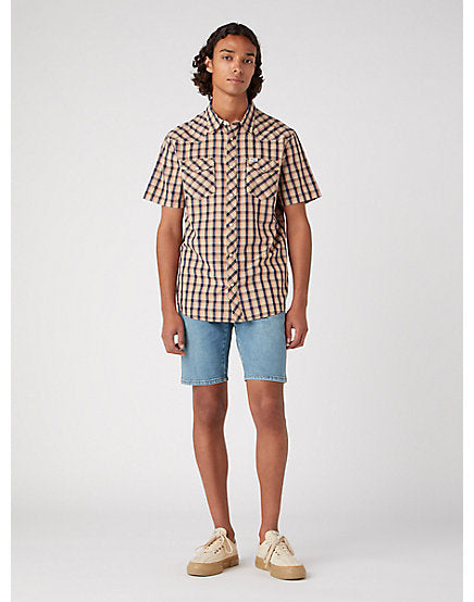 Cabano Wrangler Check Shirt Tobacco B K Beige
