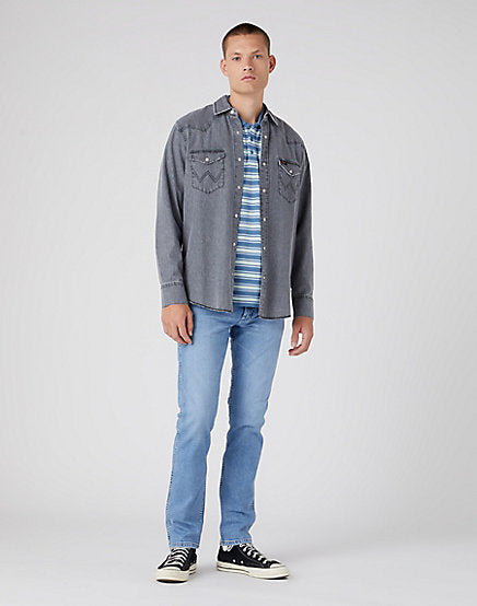 Cabano Wrangler Striped Pique Polo Bpkf K Mid Blue