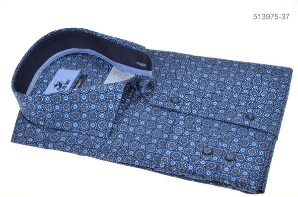 cabano Culture Small Circles Patterned Shirt K Blue