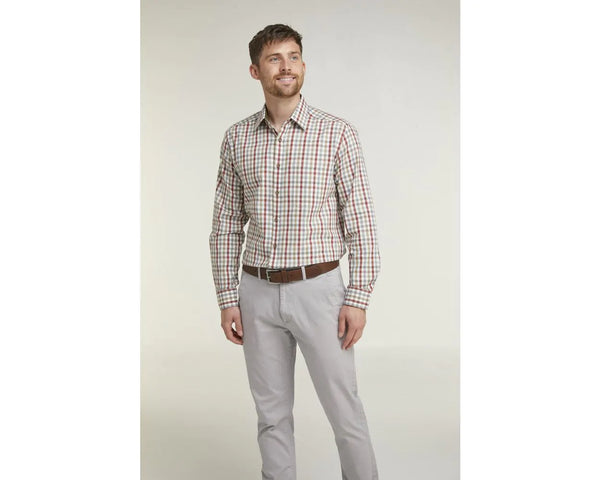 Cabano Double Two Tattersall Check Shirt 4200 K Beige
