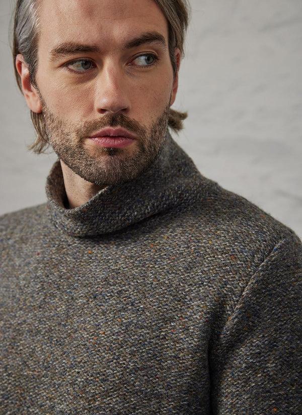 Cabano Fisherman Out Of Ireland Funnel Neck Sweater 1619 K Grey