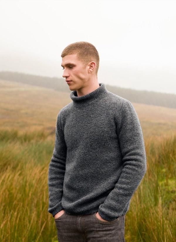Cabano Fisherman Out Of Ireland Funnel Neck Sweater 1619 R Grey