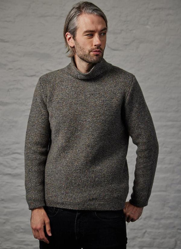 cabano Fisherman Out Of Ireland Funnel Neck Sweater 1619 R Grey