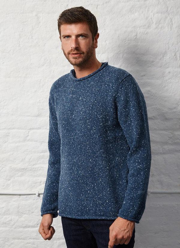cabano Fisherman Out Of Ireland Roll Neck Sweater Fh515d K Mid Blue