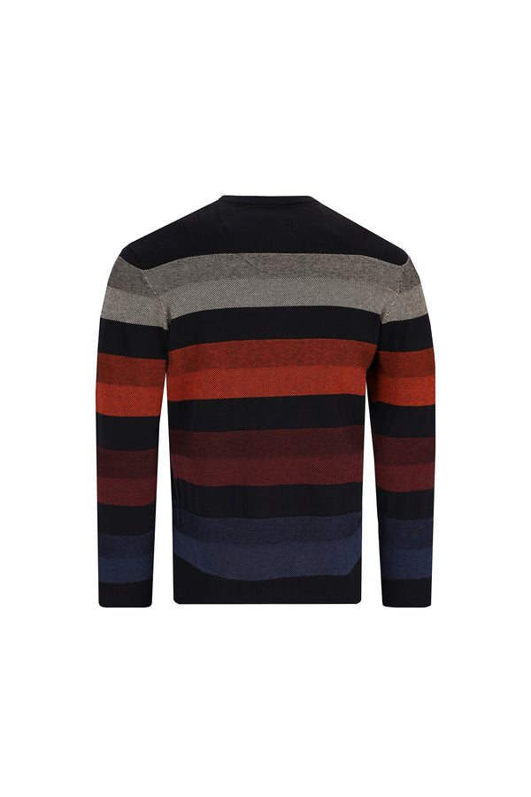 Cabano Hajo Striped Round Neck 27468 Jumper Bk R Black