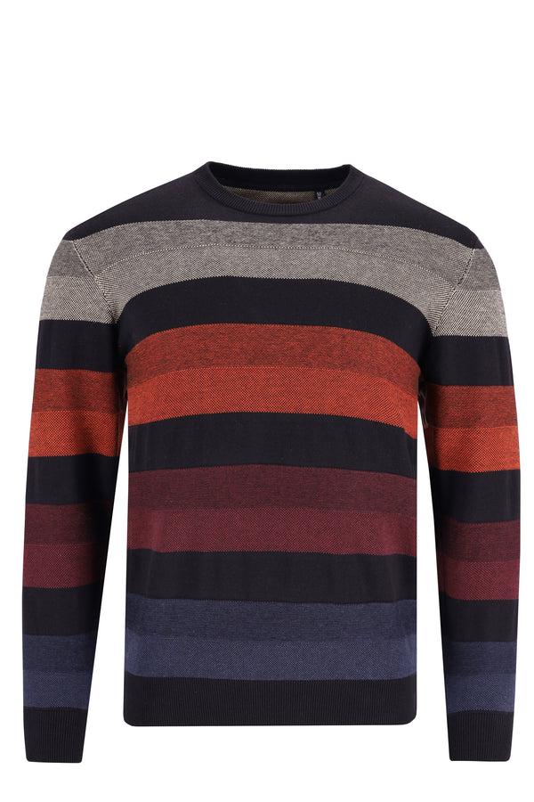 cabano Hajo Striped Round Neck 27468 Jumper Bk R Black