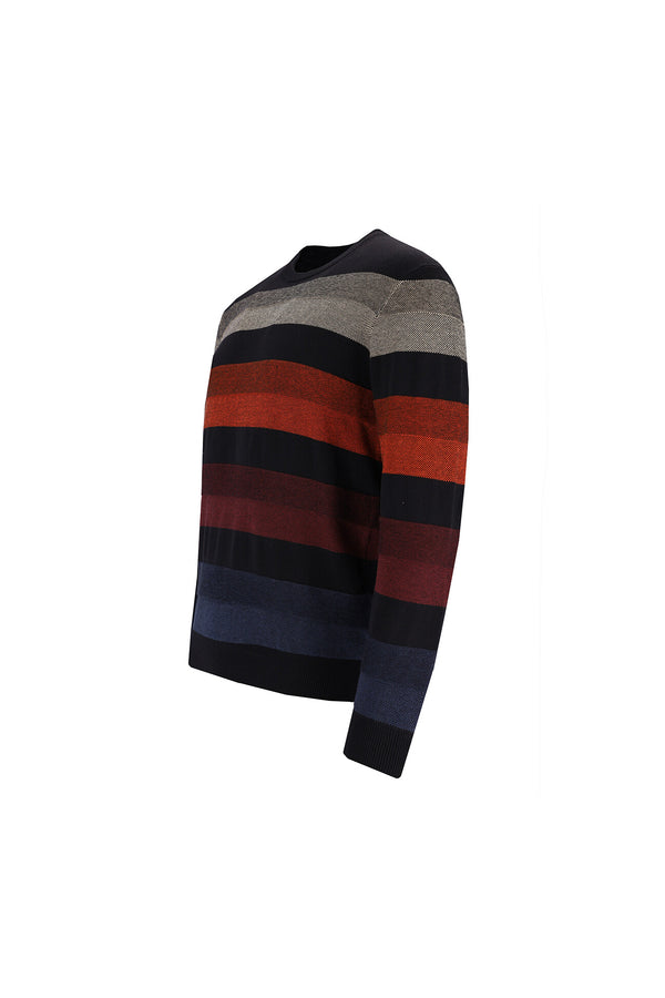 Cabano Hajo Striped Round Neck 27468 Jumper Bk R Black