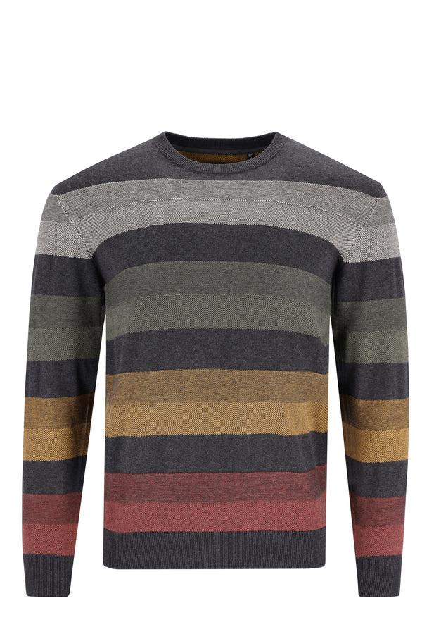 cabano Hajo Striped Round Neck 27468 Jumper G R Dark Grey