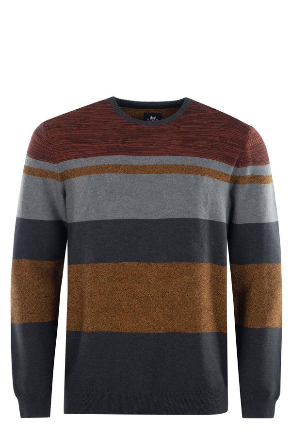 cabano Hajo Striped Round Neck 27480 Jumper G R Dark Grey