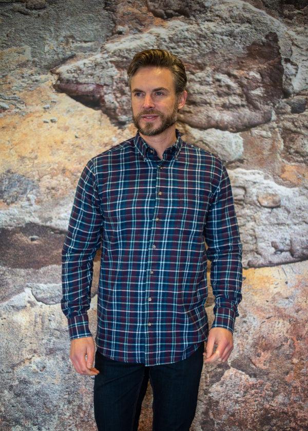 Cabano Henderson Check Shirt 5535 K Navy Henderson Check Shirt 5535 K Wine
