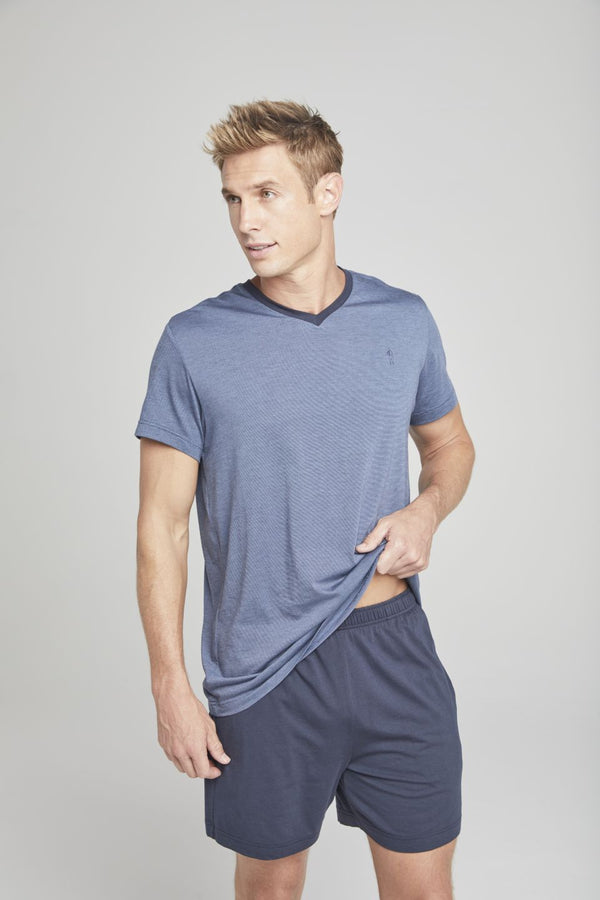 Cabano Jockey Men's Short Sleeve T-shirt And Shorts Pyjamas Set R Navy