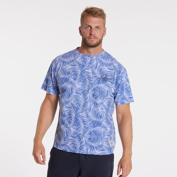 Cabano North 56.4 Leaf Print T-Shirt 41322 B K Blue
