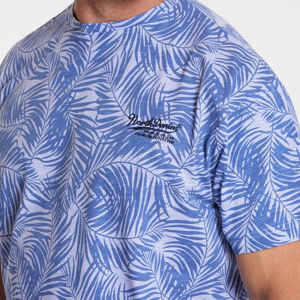 Cabano North 56.4 Leaf Print T-Shirt 41322 B K Blue