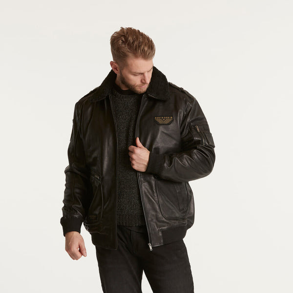 Cabano North 56.4 Leather Bomber Jacket 23318B K Black North 56.4 Leather Bomber Jacket 23318B K Brown