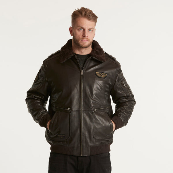 cabano North 56.4 Leather Bomber Jacket 23318B K Black North 56.4 Leather Bomber Jacket 23318B K Brown