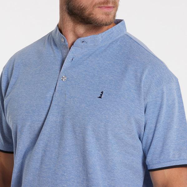 Cabano North 56.4 Manderin Collar Polo 41120 K Light Blue