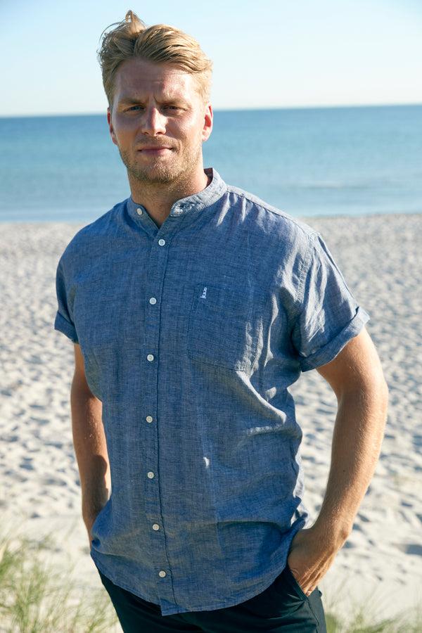 Cabano North 56.4 Short Sleeve Grandad Shirt 11154B K Navy