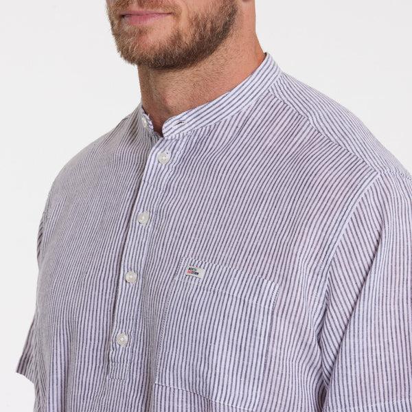 Cabano North 56.4 Striped Grandad Shirt 41339 K Dark Grey
