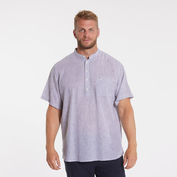 Cabano North 56.4 Striped Grandad Shirt 41339 K Dark Grey