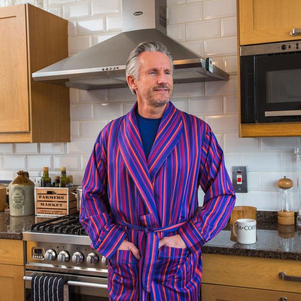 Cabano Somax Striped Dressing Gown Seville P K Purple