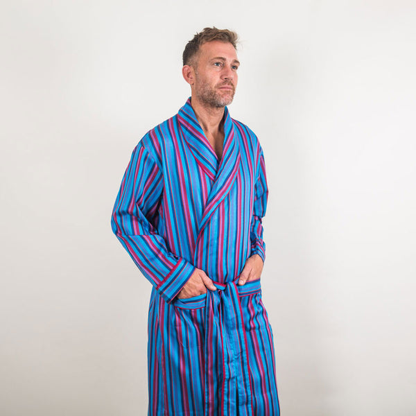 Cabano Somax Striped Dressing Gown Seville T K Turquoise