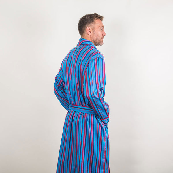 Cabano Somax Striped Dressing Gown Seville T K Turquoise