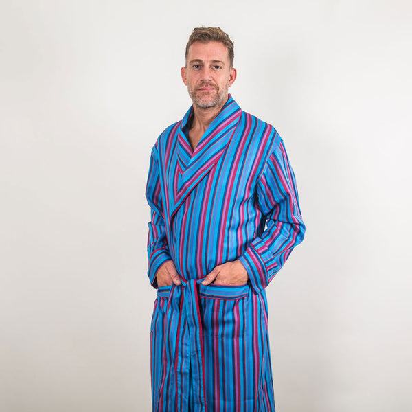 cabano Somax Striped Dressing Gown Seville T K Turquoise