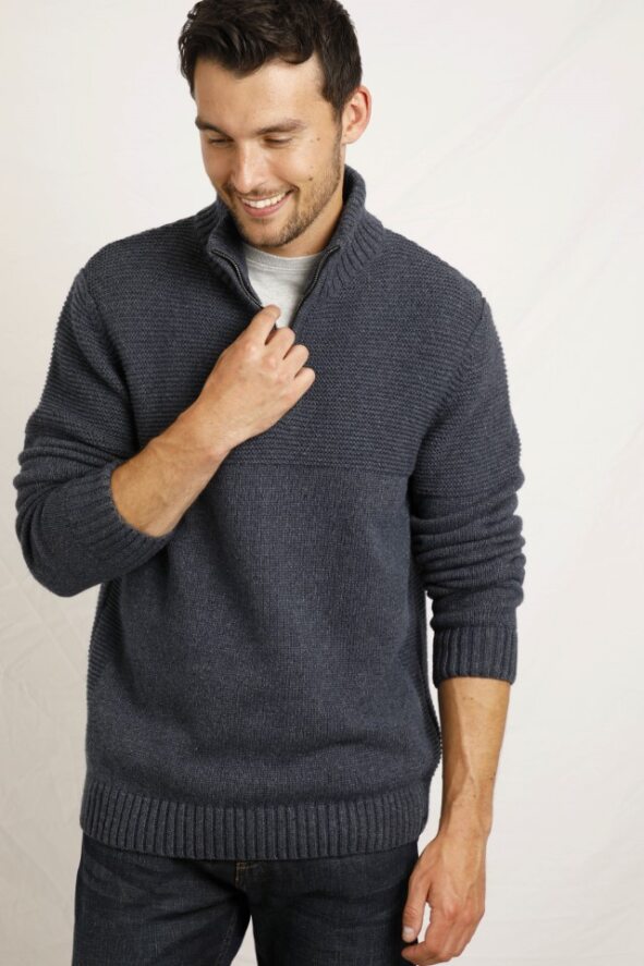 cabano Weird Fish Barnaby Nep 1/4 Zip Jumper B K Dark Blue