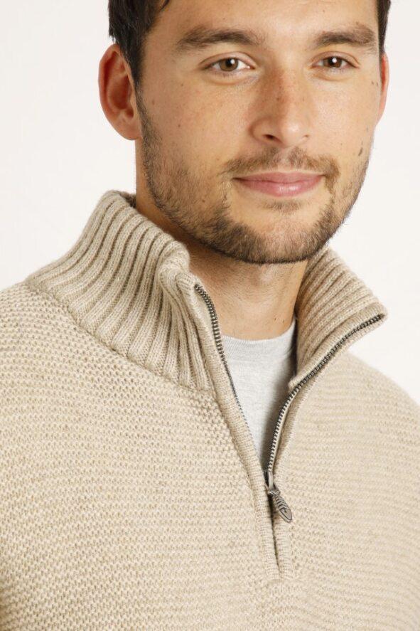 Cabano Weird Fish Barnaby Nep 1/4 Zip Jumper N R Beige