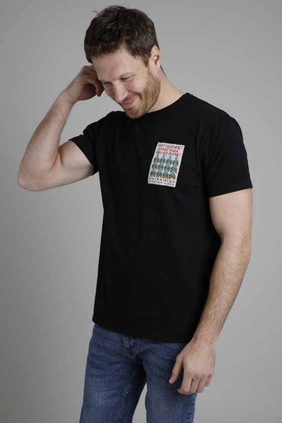 cabano Weird Fish Hey Teacher Artist T-Shirt R Black