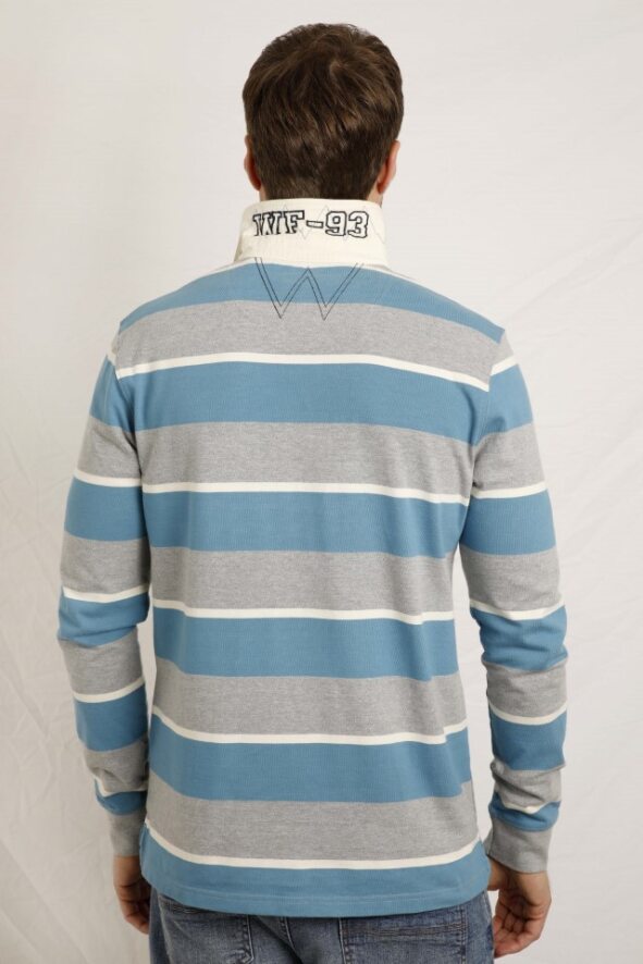 Cabano Weird Fish Laxton Striped Rugby Shirt B R Blue