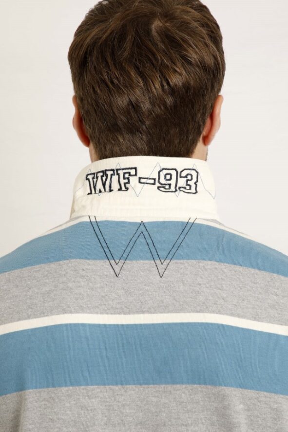 Cabano Weird Fish Laxton Striped Rugby Shirt B R Blue