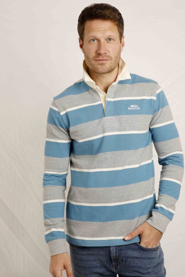 cabano Weird Fish Laxton Striped Rugby Shirt B R Blue