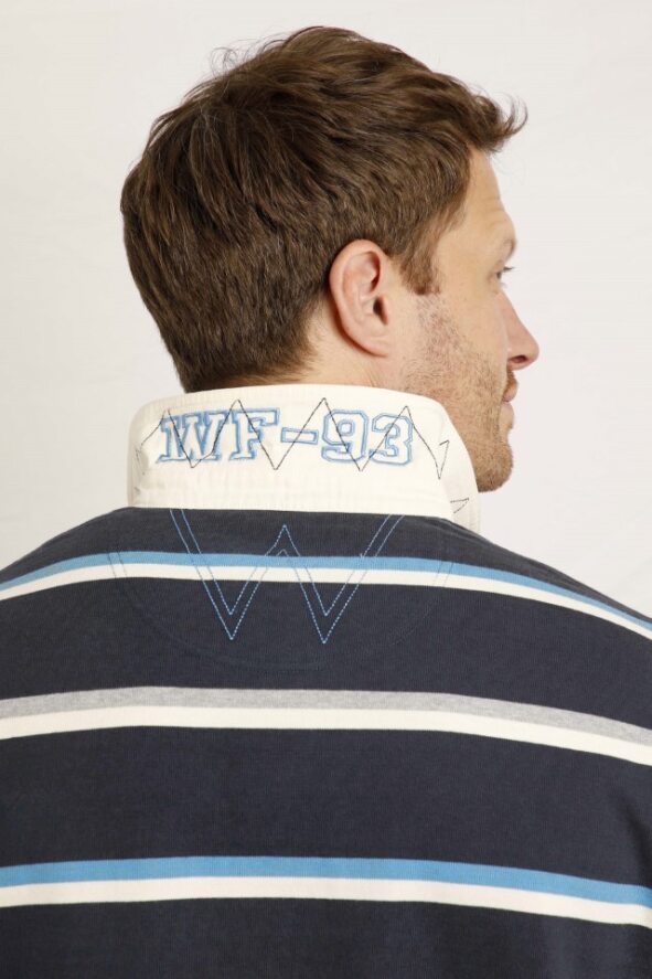 Cabano Weird Fish Laxton Striped Rugby Shirt N R Navy