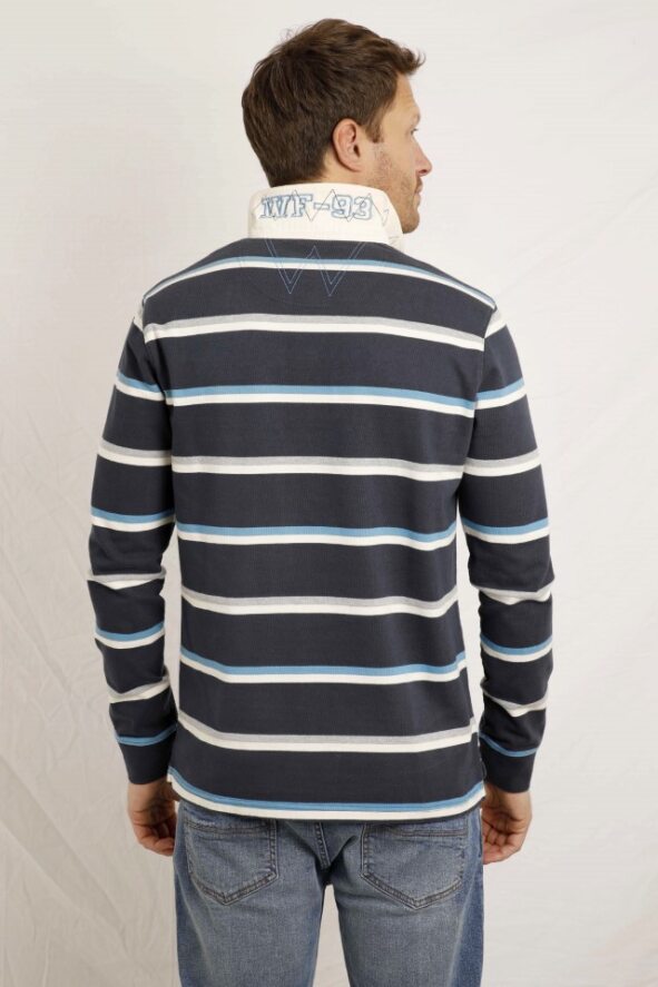 Cabano Weird Fish Laxton Striped Rugby Shirt N R Navy
