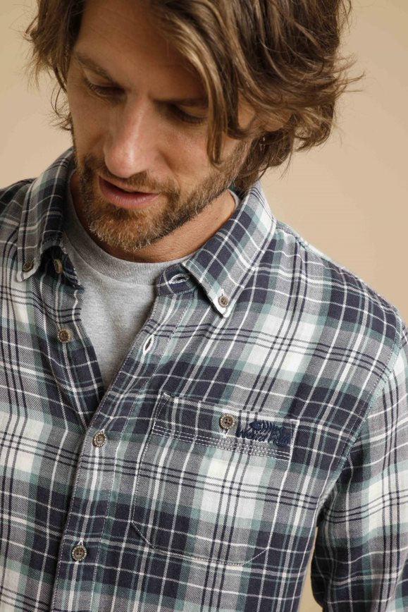 Cabano Weird Fish Tilstone Organic Check Shirt R Navy