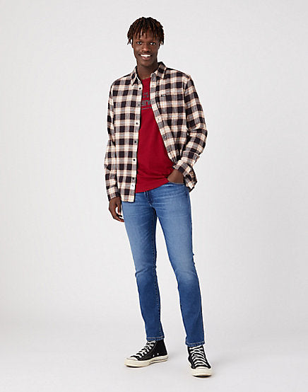 Cabano Wrangler Check Shirt B3100 One Pocket K Brown