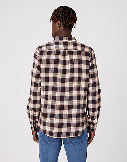 Cabano Wrangler Check Shirt B3100 One Pocket K Brown