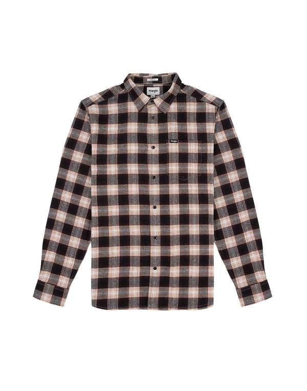 Cabano Wrangler Check Shirt B3100 One Pocket R Brown
