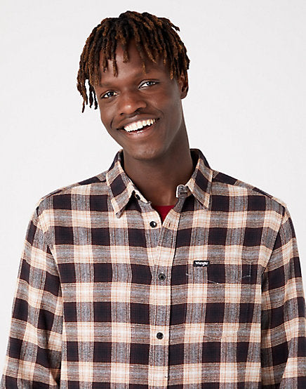 cabano Wrangler Check Shirt B3100 One Pocket R Brown