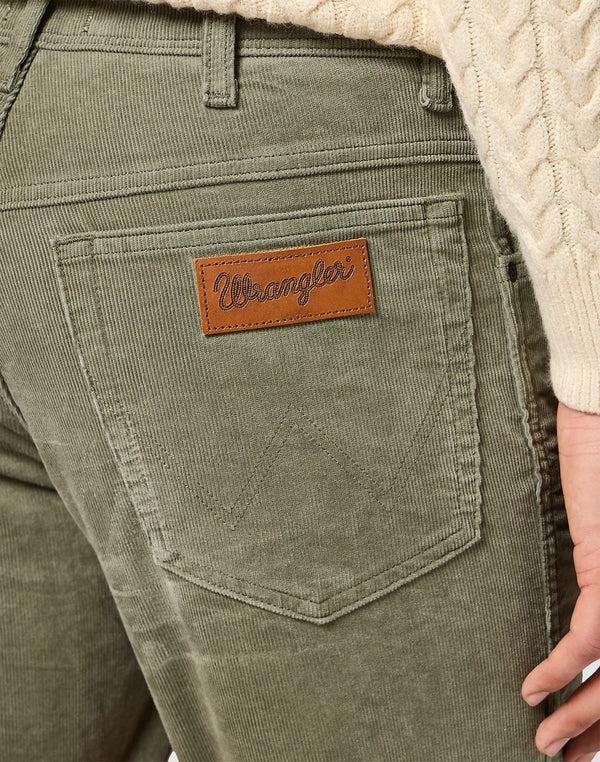 Cabano Wrangler Texas Slim Dusty Olive Cord Jeans K Mid Green