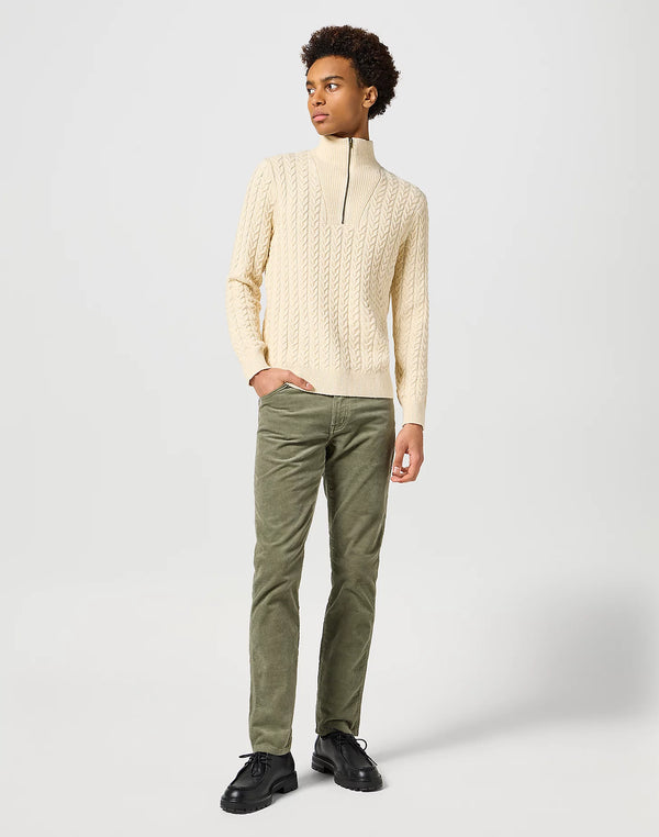 Cabano Wrangler Texas Slim Dusty Olive Cord Jeans R Mid Green