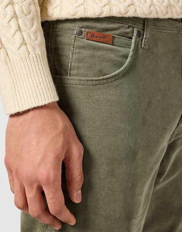 Cabano Wrangler Texas Slim Dusty Olive Cord Jeans R Mid Green