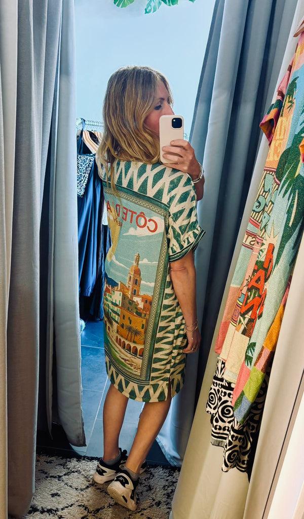 Cacatoès Azure Shorter Printed Lurex Dress (ONE SIZE)