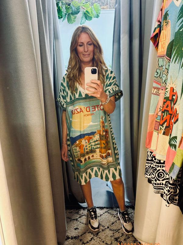 cacatoès Azure Shorter Printed Lurex Dress (ONE SIZE)