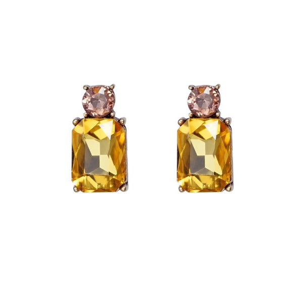 cacatoès Bambi Twin Gem Crystal Drop Earrings in Amber and Pink