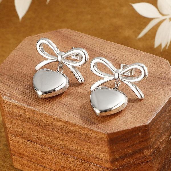 cacatoès All Heart Bow Earrings in Silver