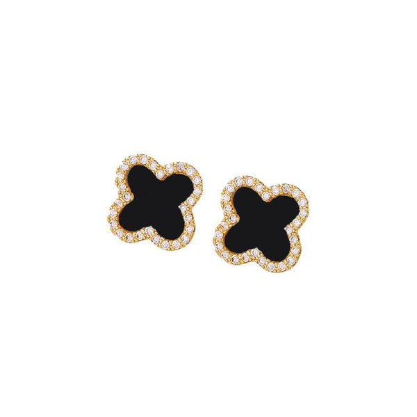 Cacatoès Black Clover Stud Earrings In Gold